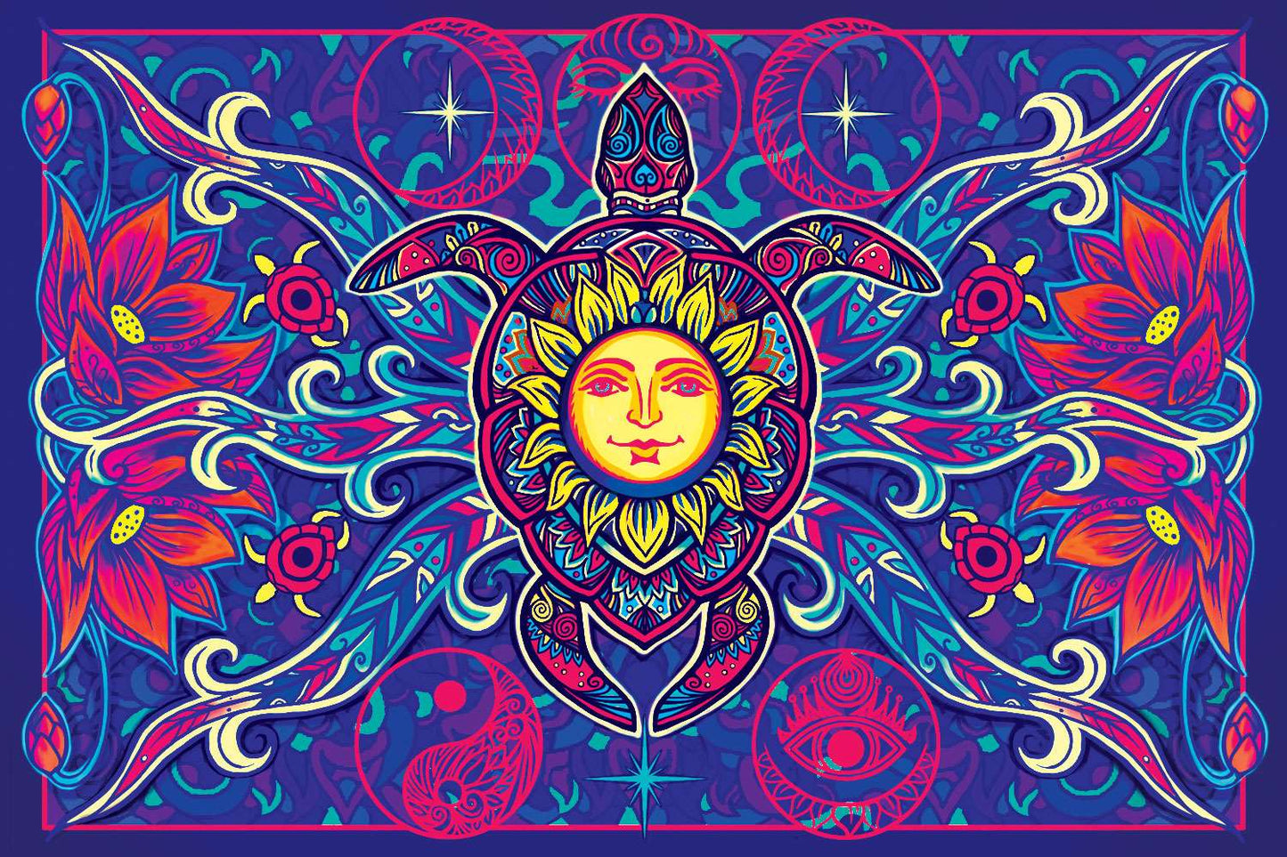 3D Turtle Tapestry - HalfMoonMusic