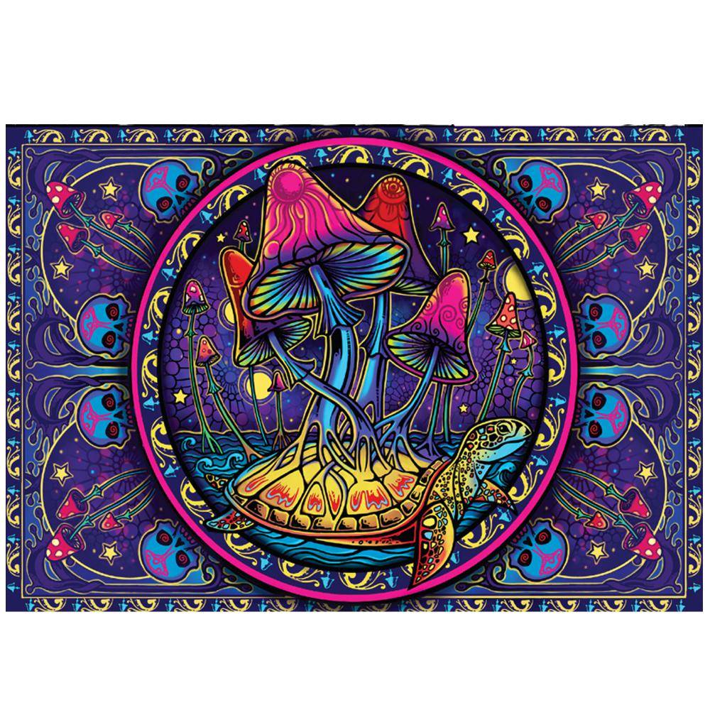 3D Mushroom and Skulls Tapestry - HalfMoonMusic