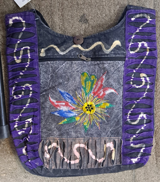 Cotton Patchwork Funky Flower Embroidery Bag - HalfMoonMusic