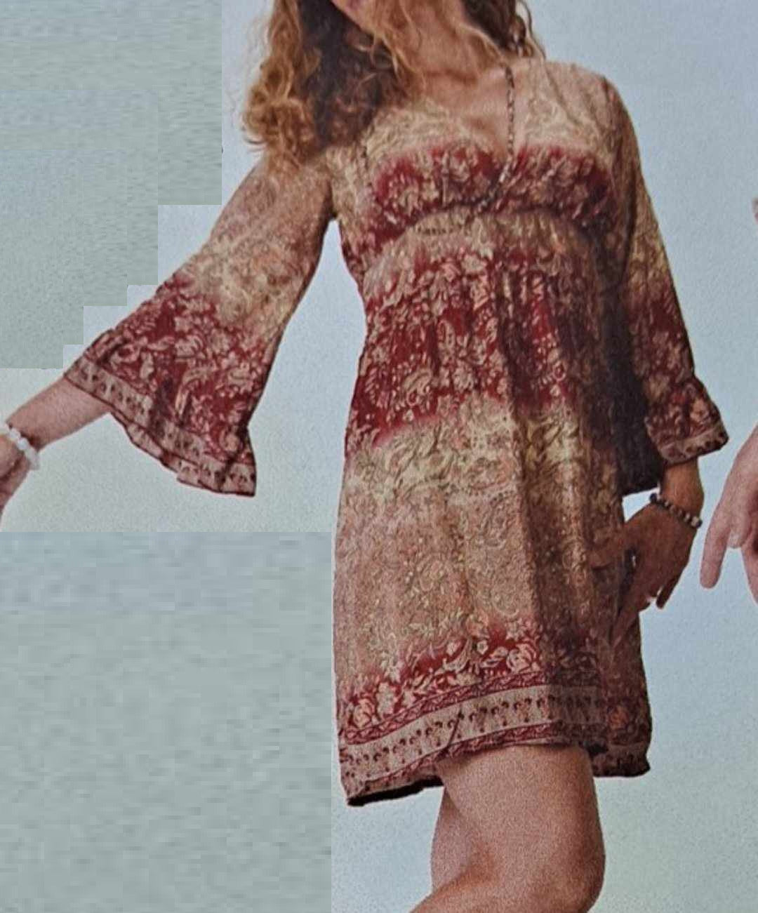 Women's Silky Sari Polyester Short Flow Dress