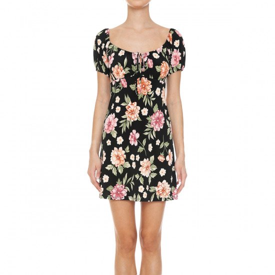 Women's Short Puff Sleeve Mini Dress