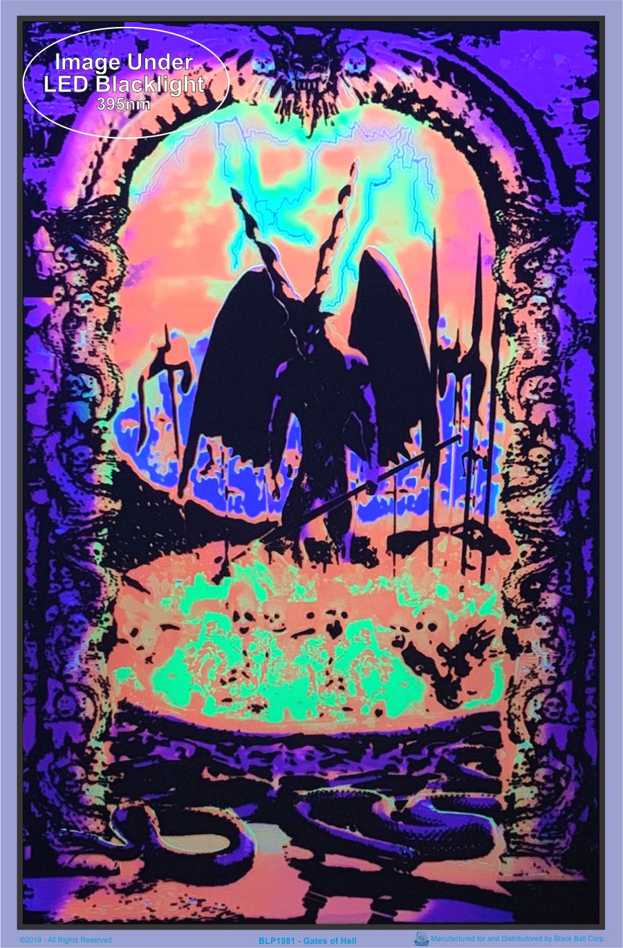Gates Of Hell Flocked Blacklight Poster