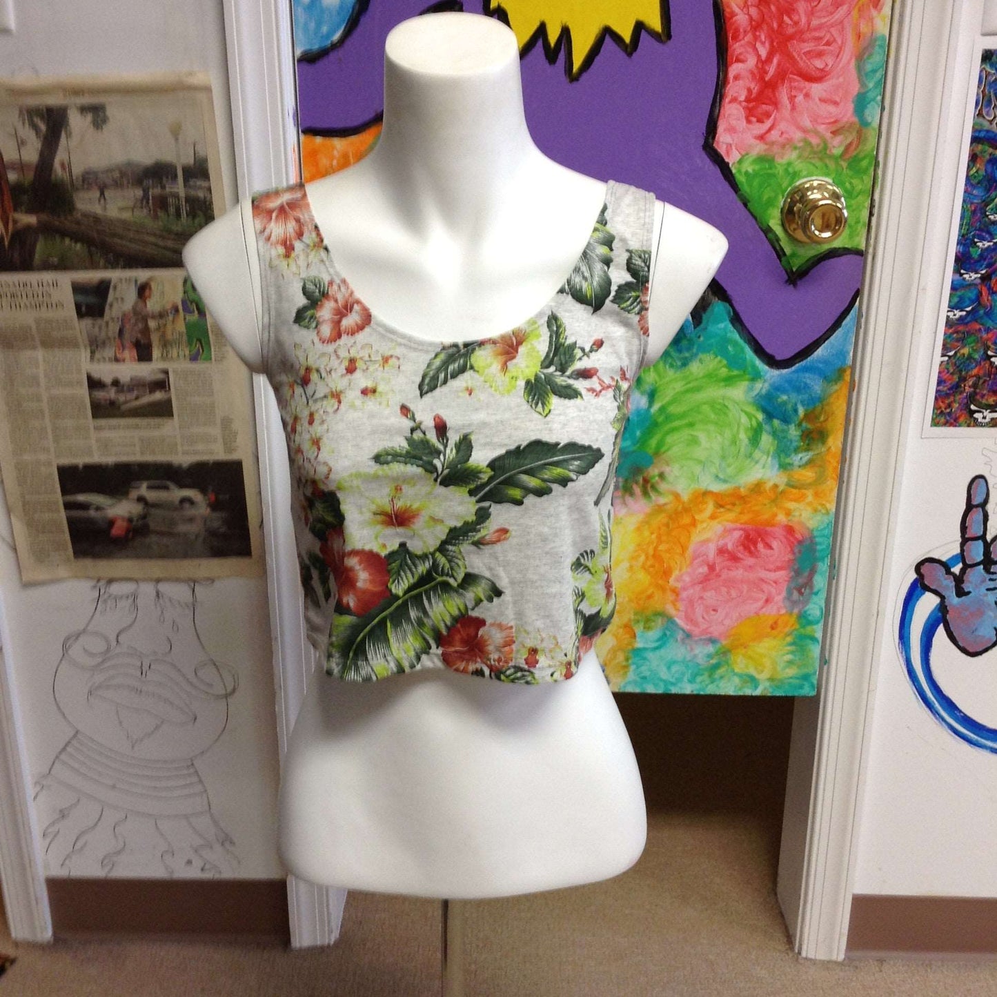 Assorted Print Tank Crop Tops - HalfMoonMusic