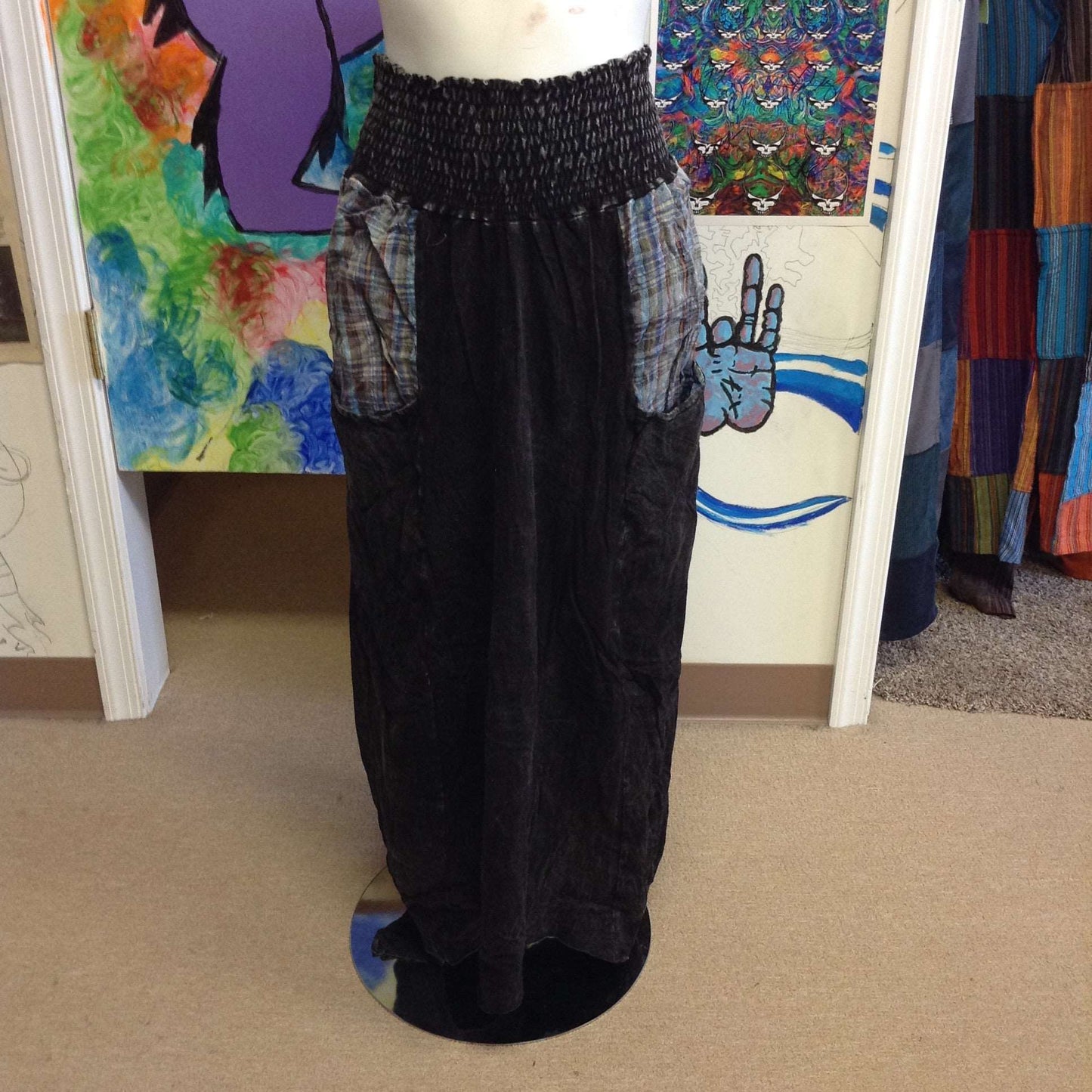 Asymetrical Long Skirt with Pockets - HalfMoonMusic