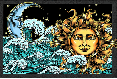 3D Indian Moon Rising Tapestry - HalfMoonMusic