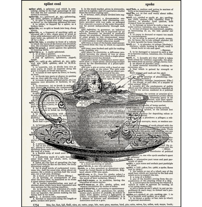 Alice in Wonderland Teacup Dictionary Page Art Print - HalfMoonMusic