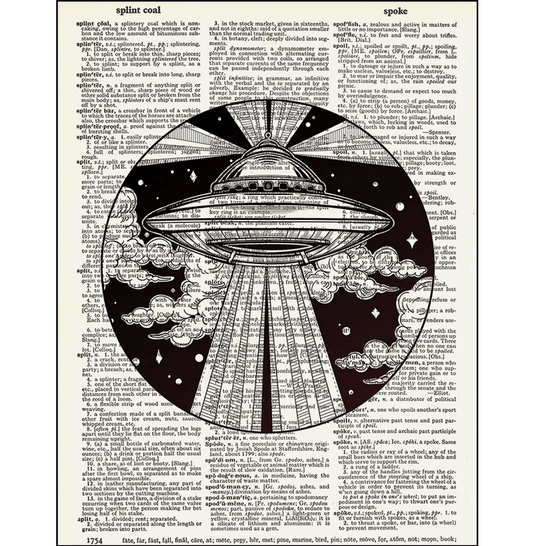 Alien Abduction UFO Dictionary Page Art Print - HalfMoonMusic