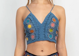 Women's Mandala Mosaic Crochet Halter Top - HalfMoonMusic