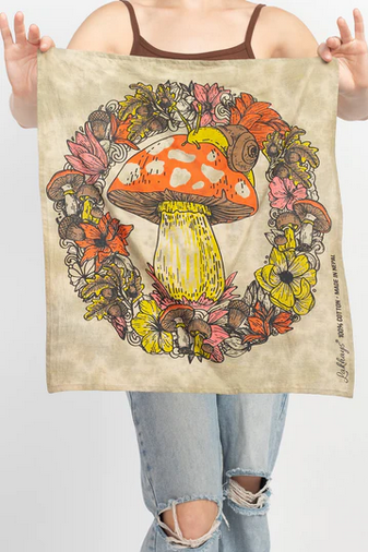 Mushroom Wreath Bandana - HalfMoonMusic