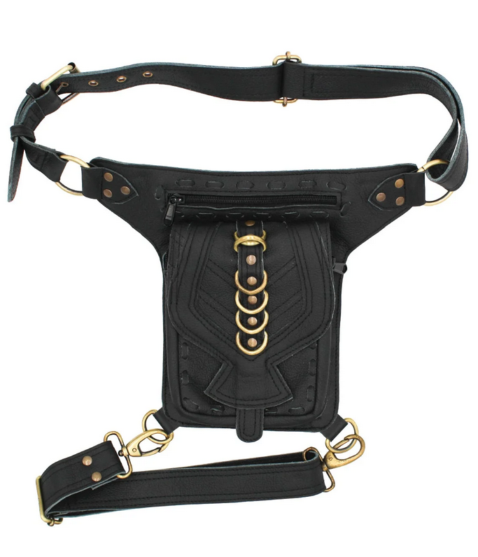 Laced Leather Belt Bag - HalfMoonMusic