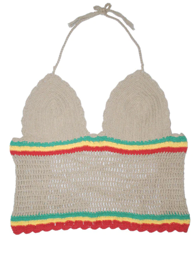 Women's Rasta Crochet Halter Top - HalfMoonMusic