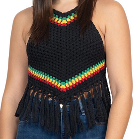 Women's Rasta Triangle Crochet Top - HalfMoonMusic