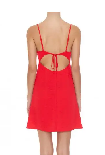 Women's Strappy Self-Tie Cut-Out Back Woven Mini Cami Dress - HalfMoonMusic