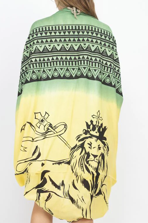 Women's Viscose Rasta Lion Festival Shawl Wrap - HalfMoonMusic