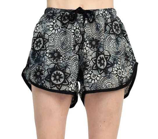 Women's Viscose Flower Mandala Lace Dolphin Shorts - HalfMoonMusic