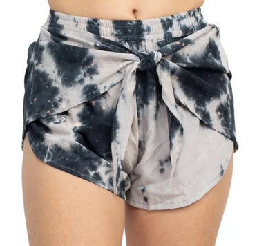 Women's Rayon Tie-Dye Front-Tye Sarong Shorts - HalfMoonMusic