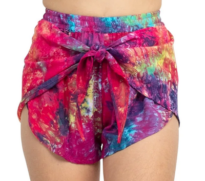 Women's Rayon Tie-Dye Front-Tye Sarong Shorts - HalfMoonMusic