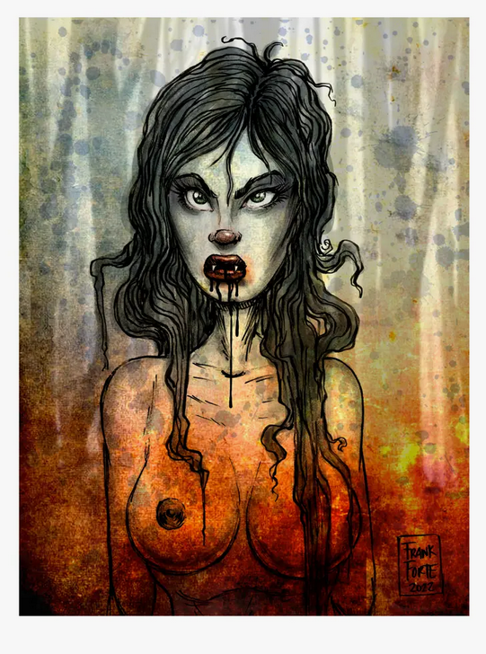 Frank Forte Zombie Girl Art Print - HalfMoonMusic