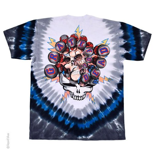 Men's Grateful dead NY Strangers Hockey Skeleton Tie-Dye T-Shirt - HalfMoonMusic