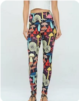 Women's Polyester Spandex All Over Mushroom Print Leggings - HalfMoonMusic