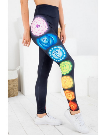 Women's Polyester Spandex Chakra Print Leggings - HalfMoonMusic