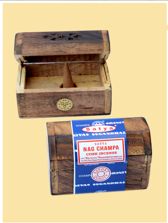 Satya Nag Champa Incense Cone Mini Burner - HalfMoonMusic