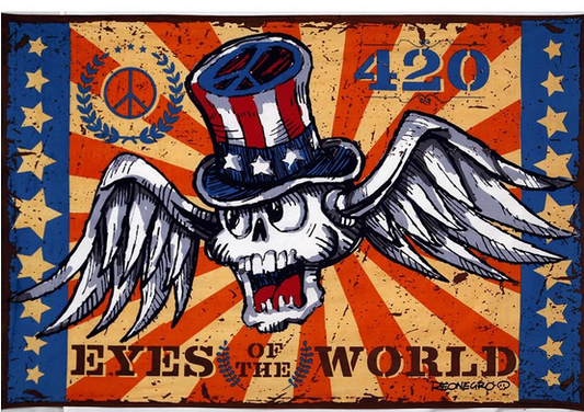 Grateful Dead Uncle Sam Eyes of the World Skull Wings Tapestry - HalfMoonMusic