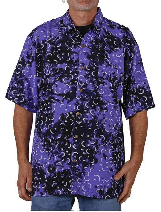 Men's Tie-Dye Starry Moons Hary Dary Button Down Shirt - HalfMoonMusic