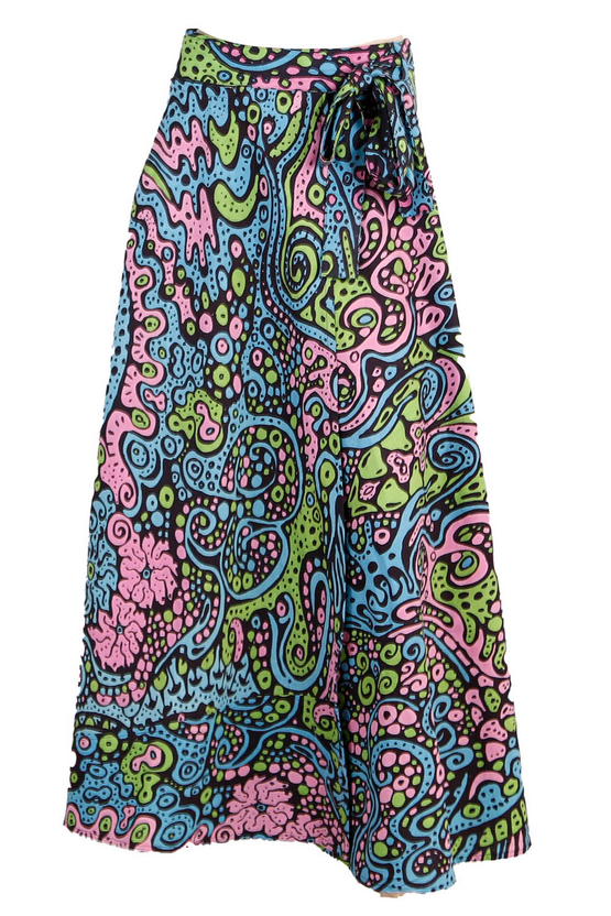 Women's Cotton Liquid E Wrap Skirt with Zip Pocket - HalfMoonMusic