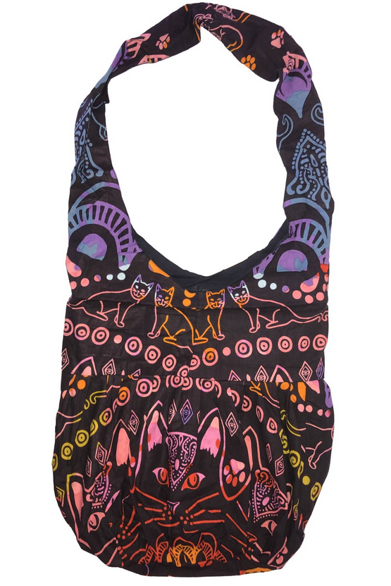 Cat Mandala Print Large Hobo Bag - HalfMoonMusic