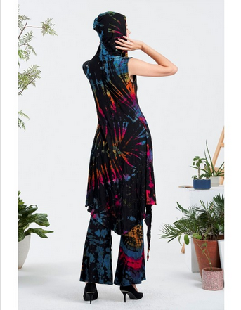 Women's Spandex T\D Hooded Long Vest - HalfMoonMusic