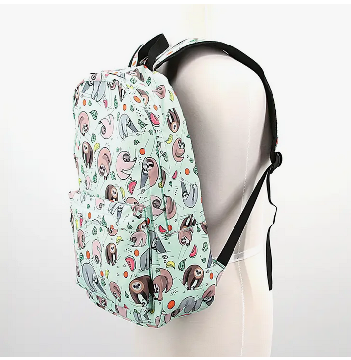 Polyester Sloth Print Backpack - HalfMoonMusic