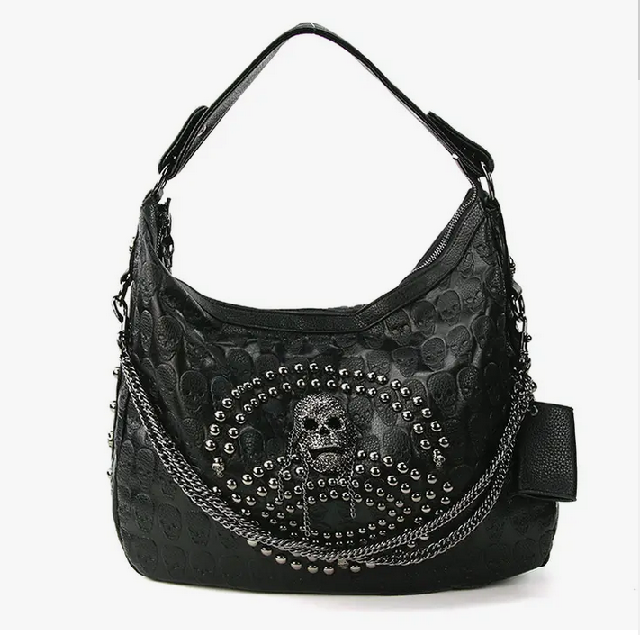 Studded Skull Crossbody Bag - HalfMoonMusic