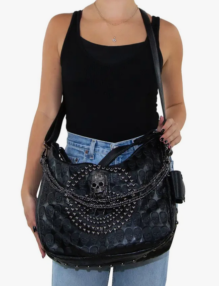 Studded Skull Crossbody Bag - HalfMoonMusic