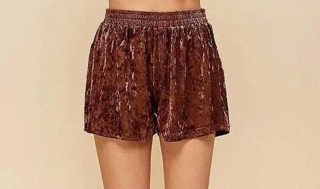 Women's Crushed Velvet Shorts with Elastic Waistband - HalfMoonMusic