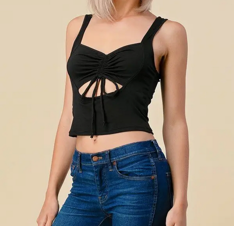 Women's Ruched Bra Insert Tank Top - HalfMoonMusic