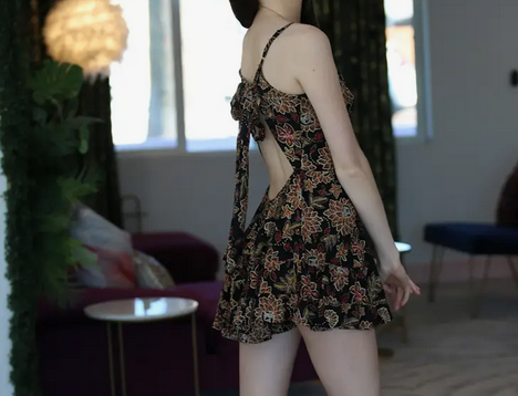 Women's Front Tie Spaghetti Strap Romper - HalfMoonMusic