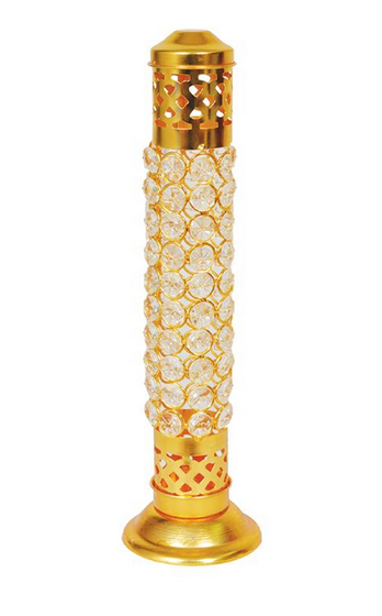 12" Brass Crystal Incense Tower - HalfMoonMusic