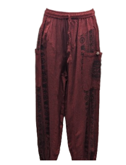Women's Cotton Drawstring Assorted Om Print Harem Pants with Large Pockets - HalfMoonMusic
