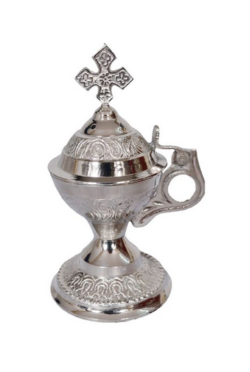 5" Chrome Cross Burner with Hinge Lid For Charcoal Resin Incense - HalfMoonMusic