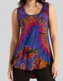 Women's Tie-Dye Spandex Flowy Tank Top - HalfMoonMusic