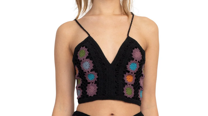 Women's Mandala Mosaic Crochet Halter Top - HalfMoonMusic