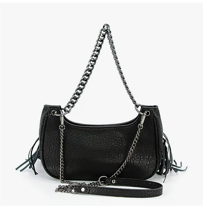 Skull Face Fringe Hobo Bag - HalfMoonMusic