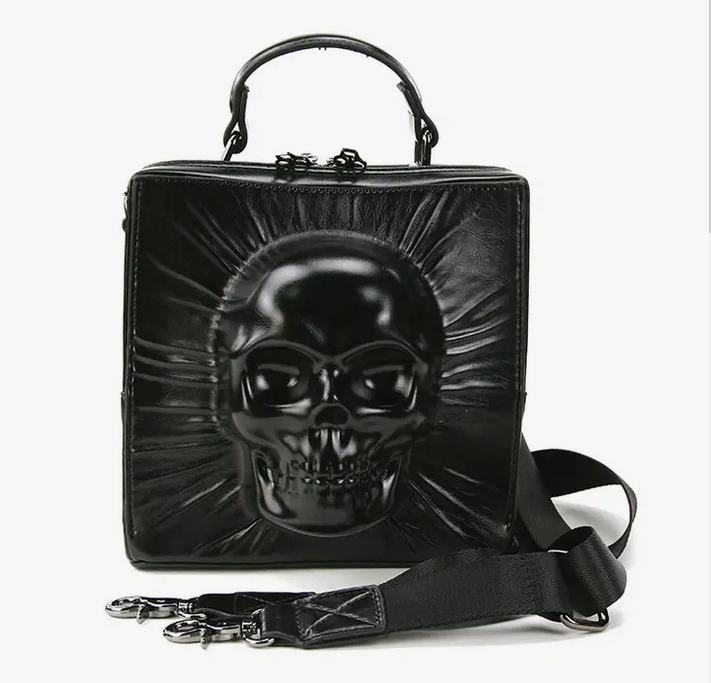 Skull Encased In Square Handheld Bag - HalfMoonMusic