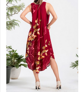 Butterfly Print Rayon Labada Dress - HalfMoonMusic