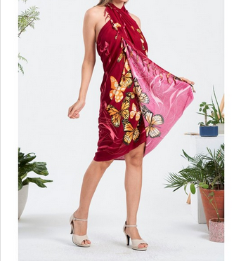 Butterfly Print Rayon Sarong - HalfMoonMusic