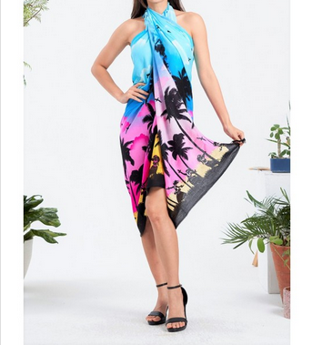 Palm Tree Print Rayon Sarong - HalfMoonMusic