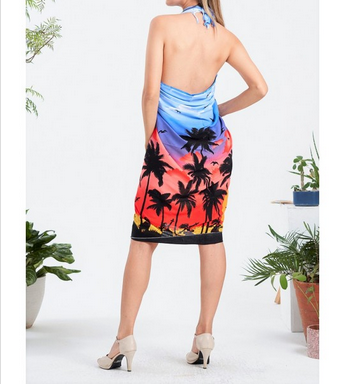 Palm Tree Print Rayon Sarong - HalfMoonMusic