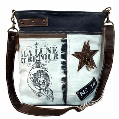 A La Lune Et Retour Blue Shoulder Bag - HalfMoonMusic