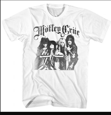 Men's Motley Crue Distressed White T-Shirt - HalfMoonMusic
